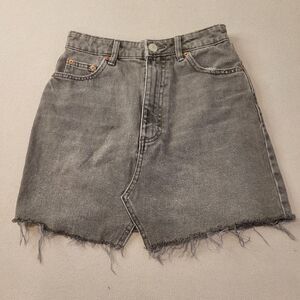ZARA Black Washed Mini Denim Jean Skirt Small